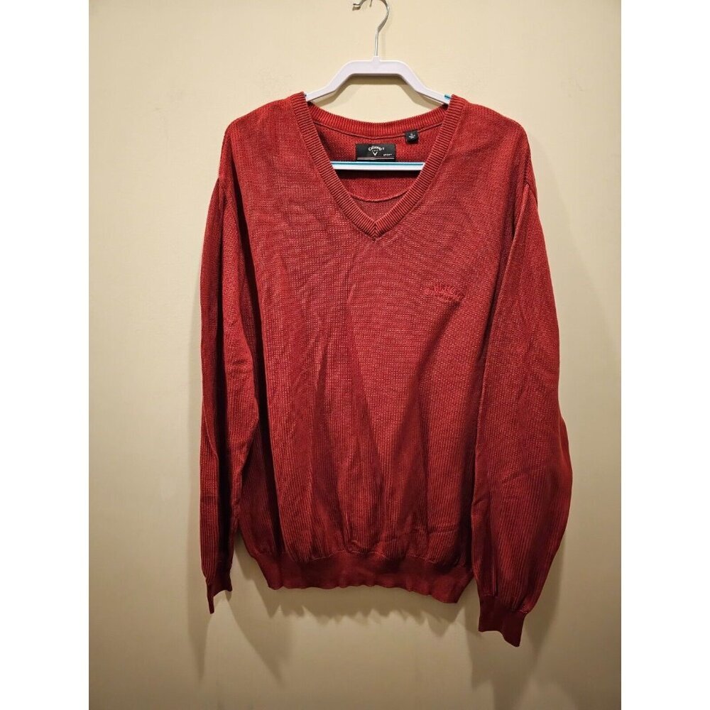Men's Callaway Golf Sweater Red V-Neck‎ Knit Extra Large